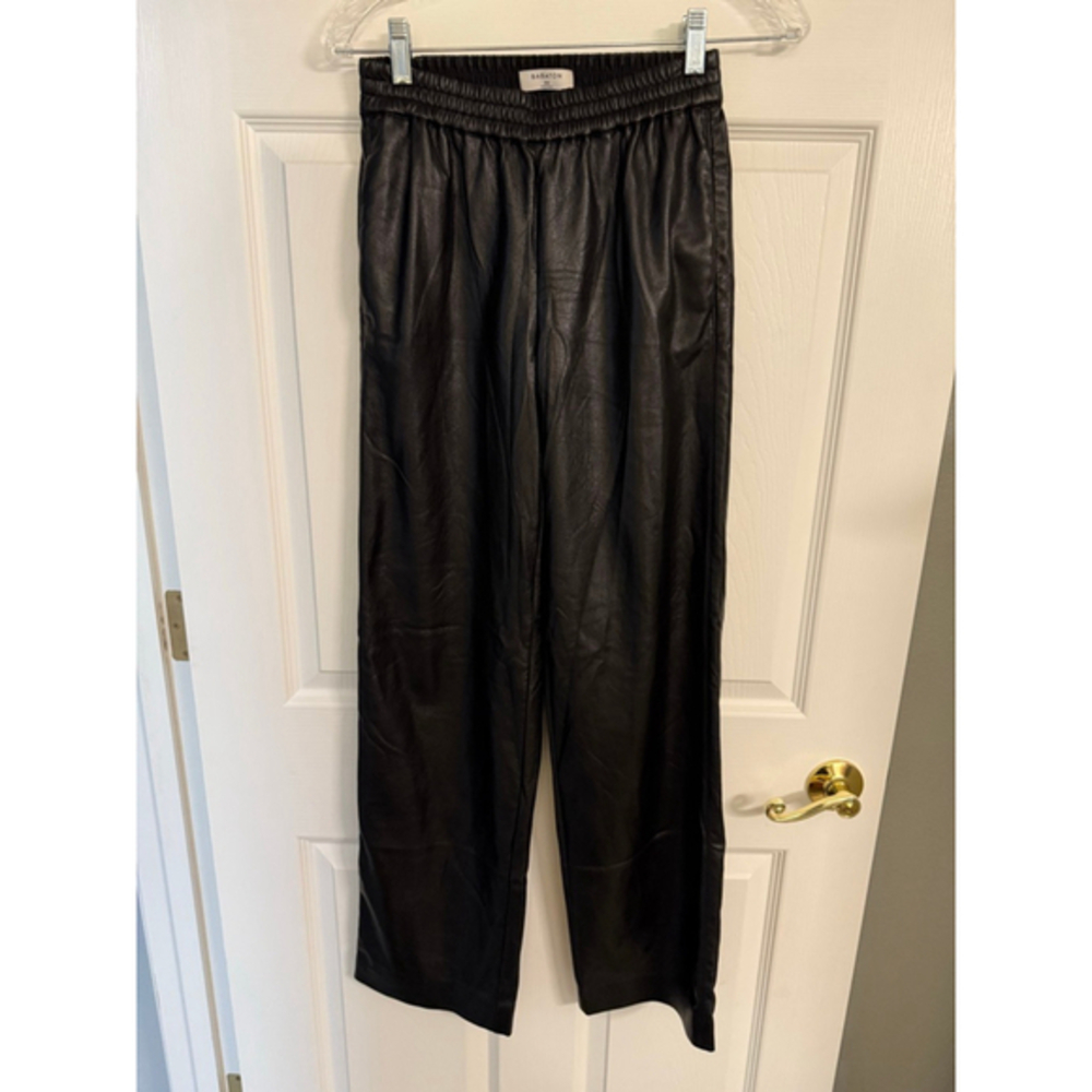 Faux Leather Babaton Black Pull-On Boot Cut Pants Size 00